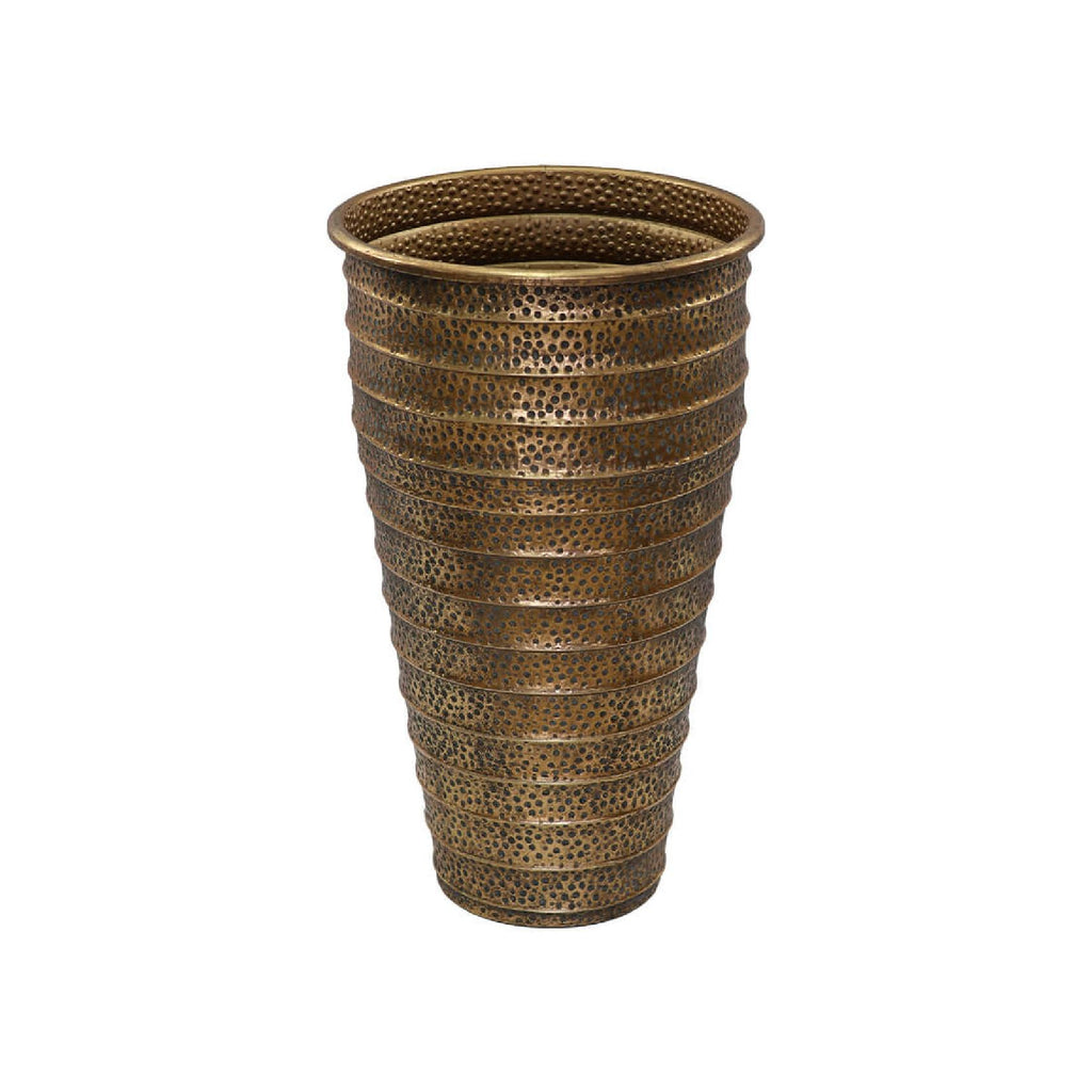 Textured gold metal vase