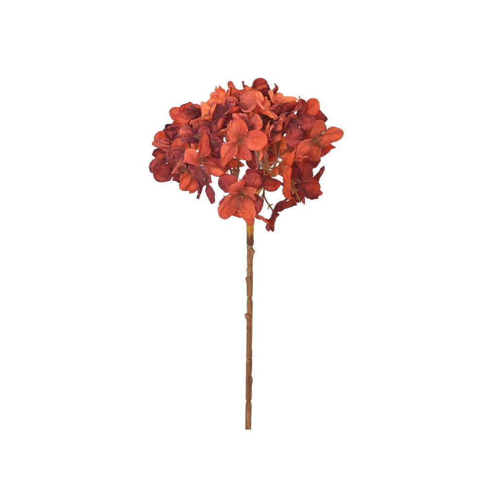 Artificial dark orange dried hydrangea stem