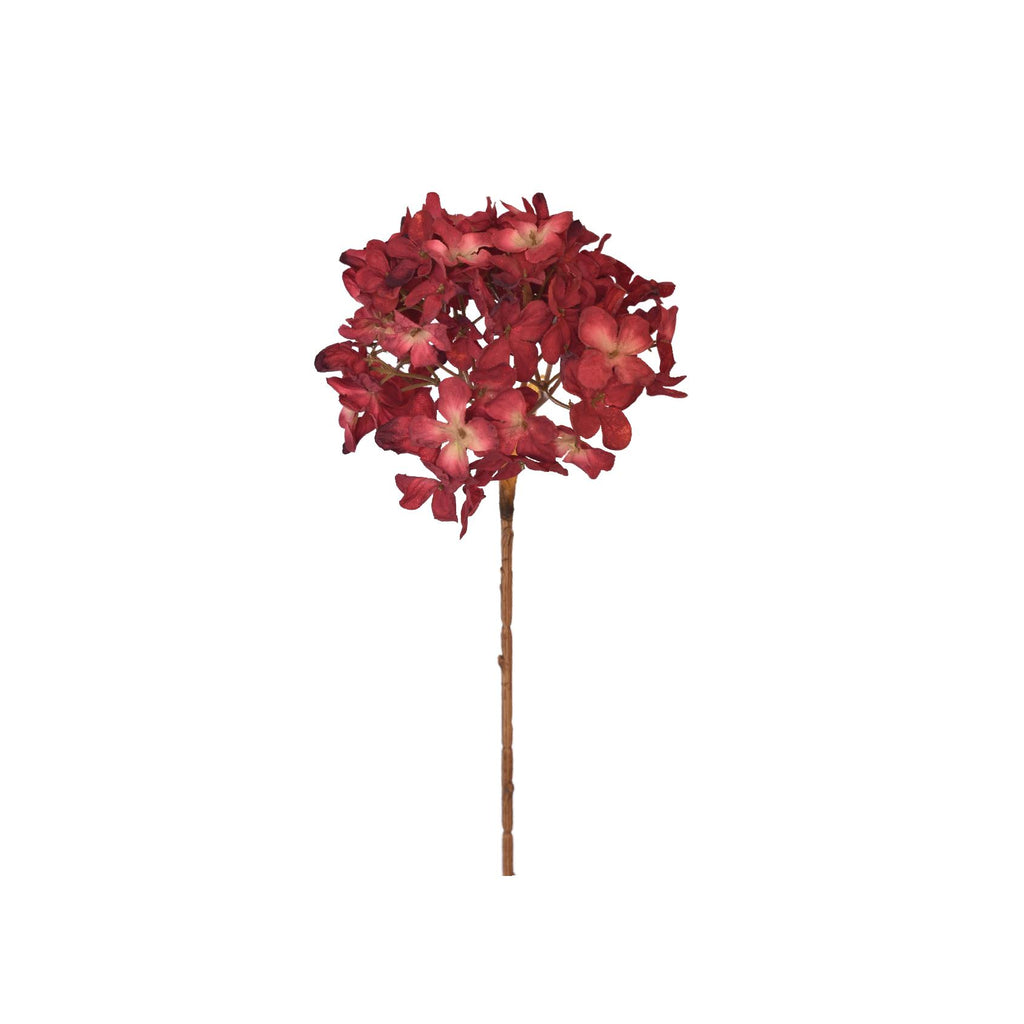 Artificial deep red dried hydrangea stem