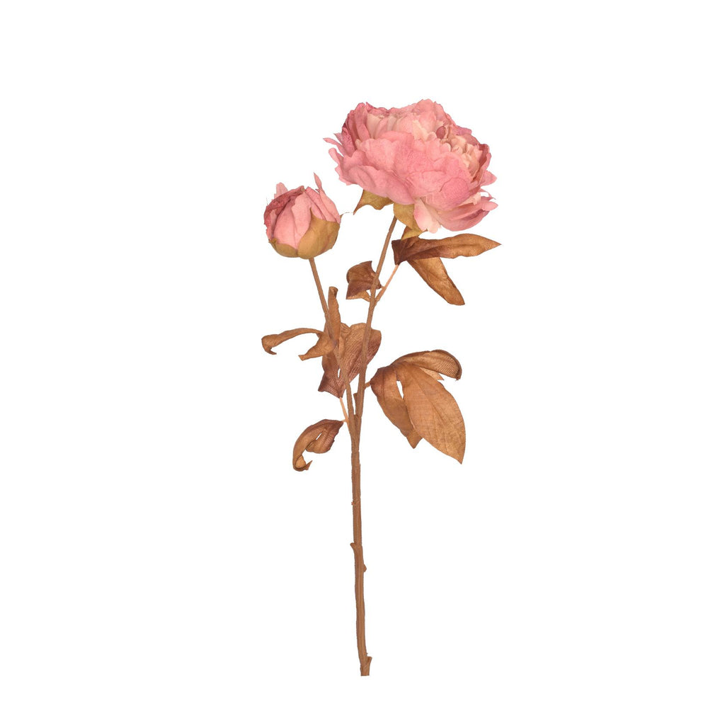 Artificial pink dry-look peony stem