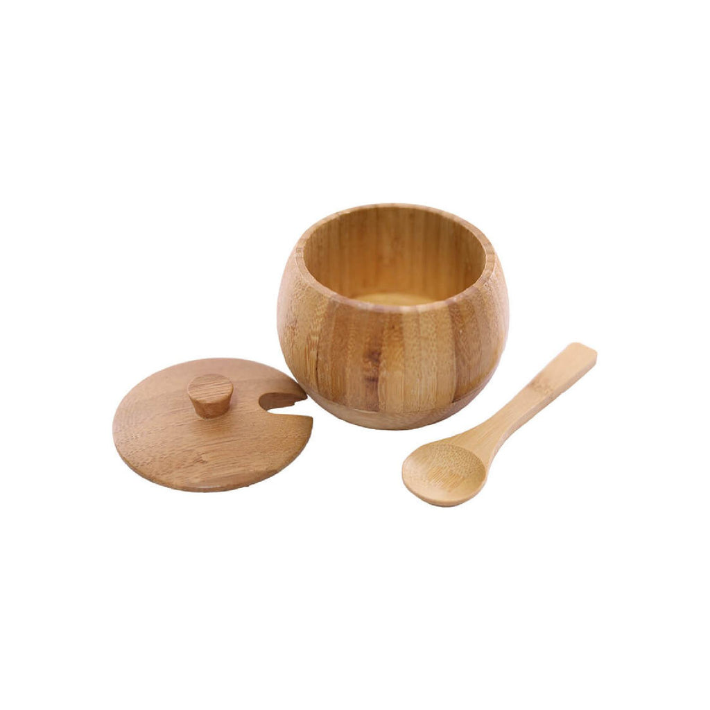 Bamboo salt pot with spoon