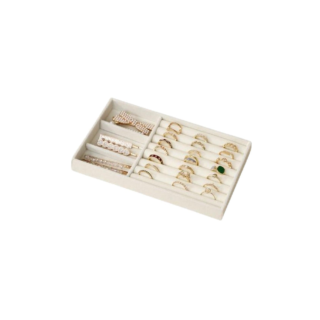 Beige velvet jewellery tray