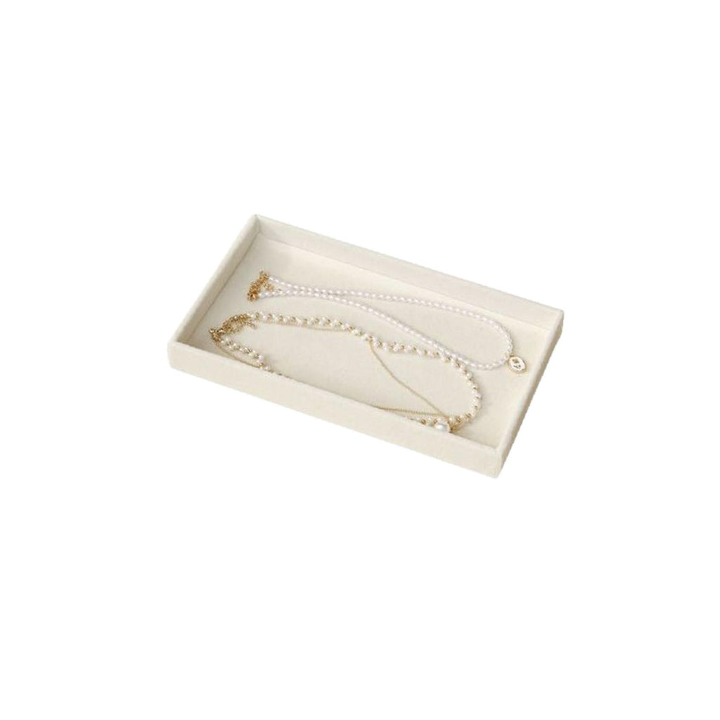 Beige velvet open jewellery tray