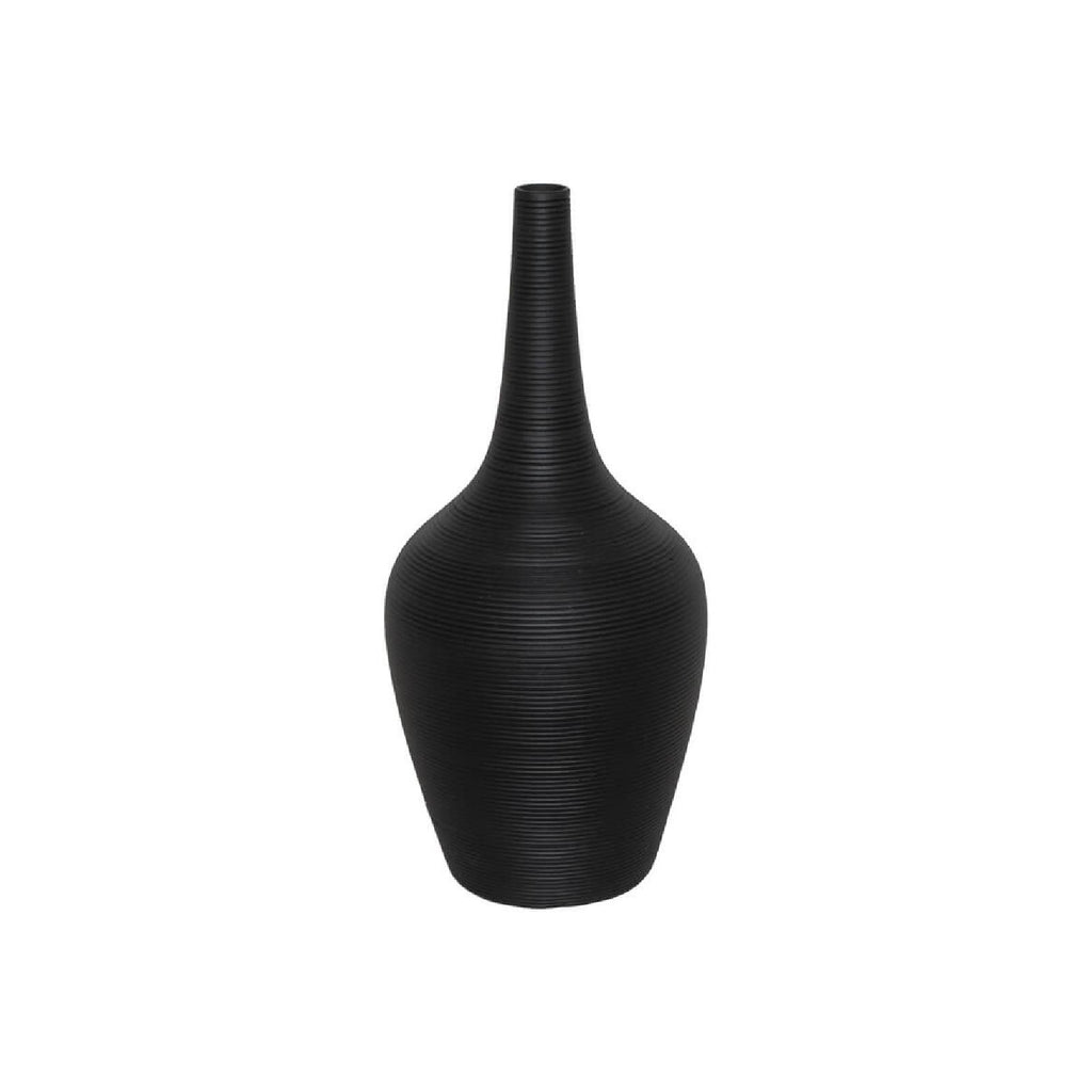 Black ceramic bottle vase