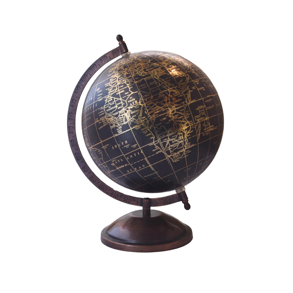 Black decorative world globe