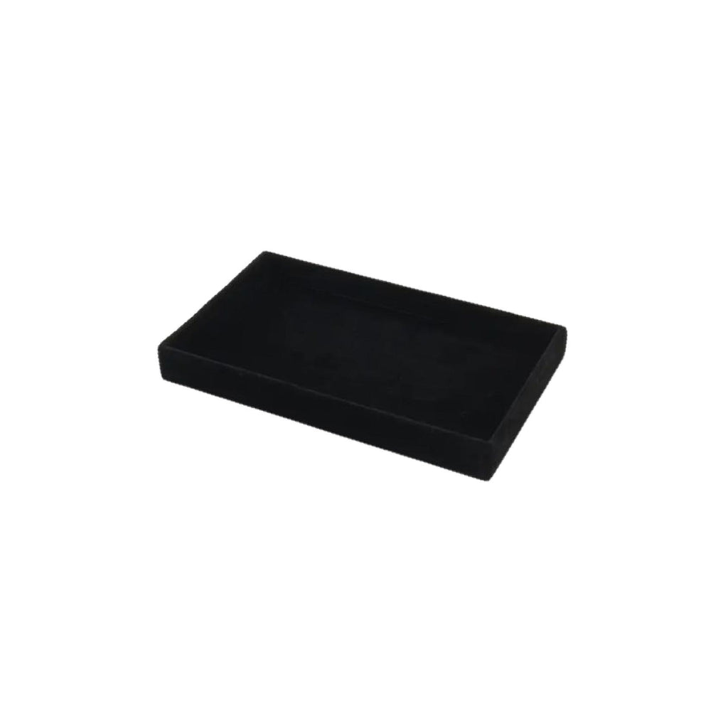 Black velvet open jewellery tray