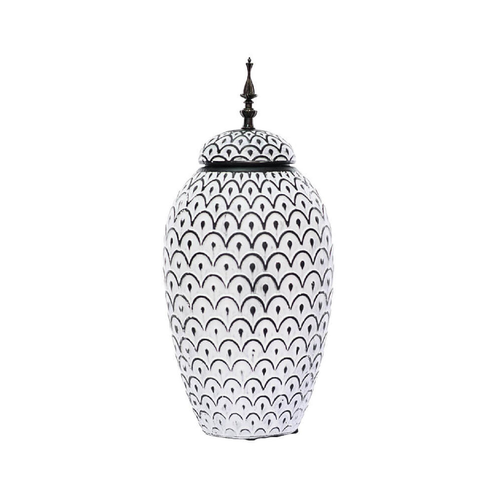 Black and white patterned jar