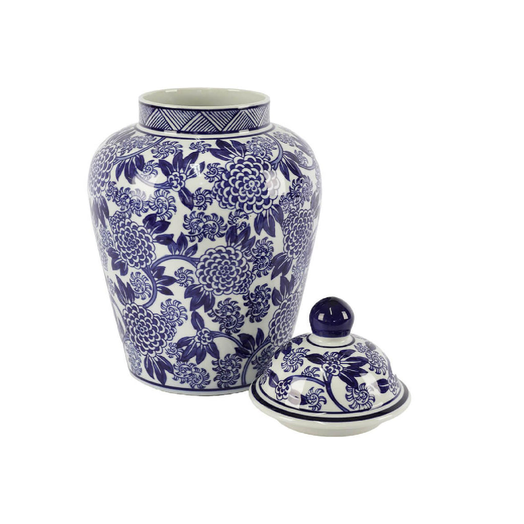 Blue floral ginger jar