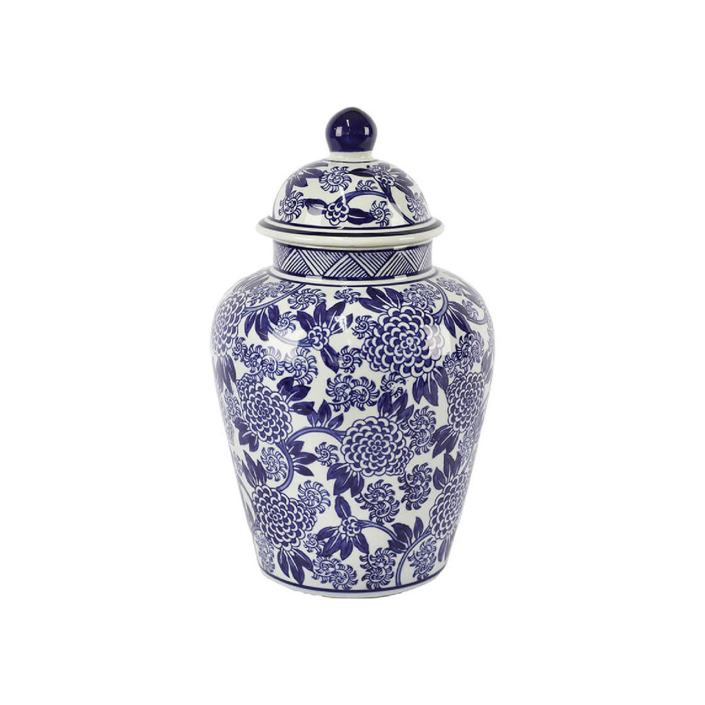 Blue floral ginger jar