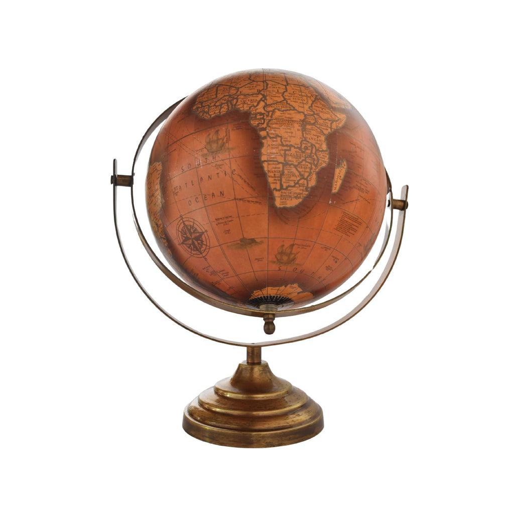 Burnt orange decorative world globe