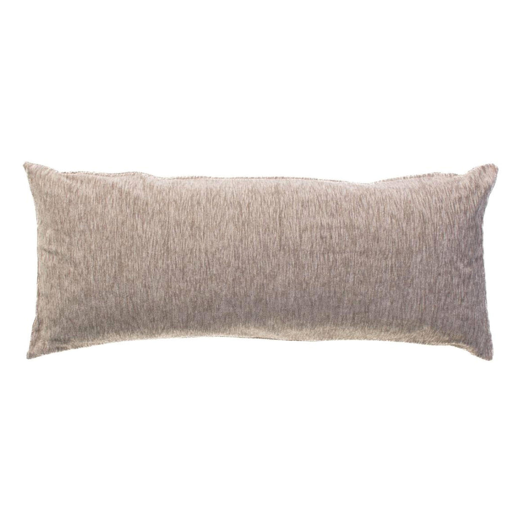 Cobblestone coloured chenille lumbar cushion