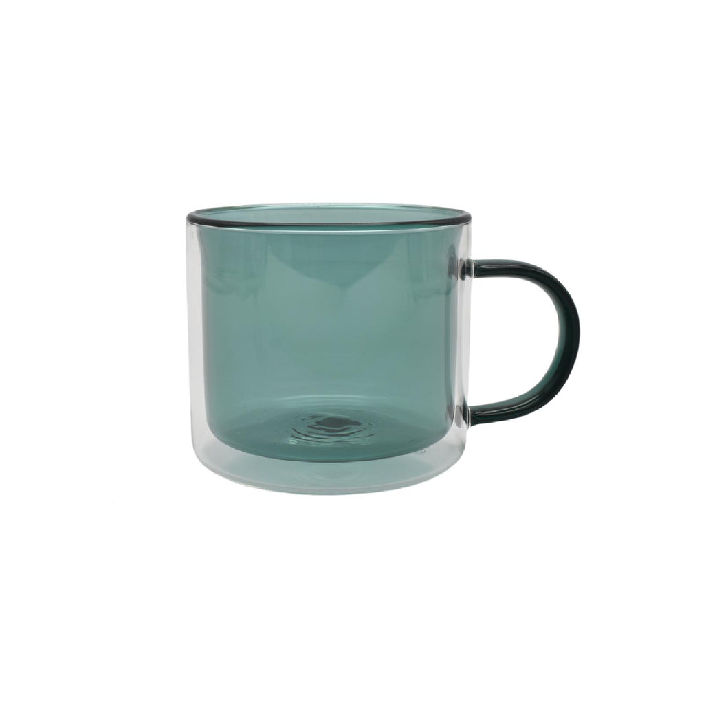 Double walled aqua glass mug