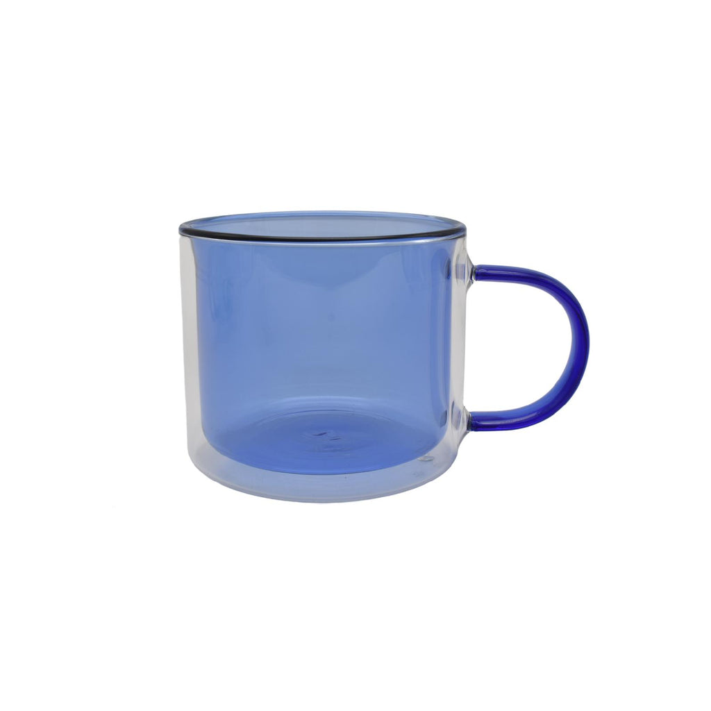 Double walled navy glass mug