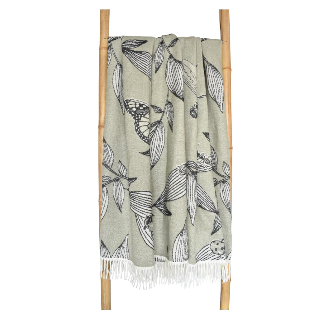 Entomology olive and black coloured throw