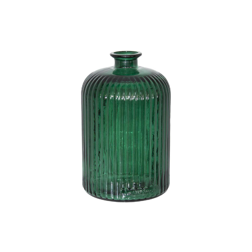 Forest green ribbed vase