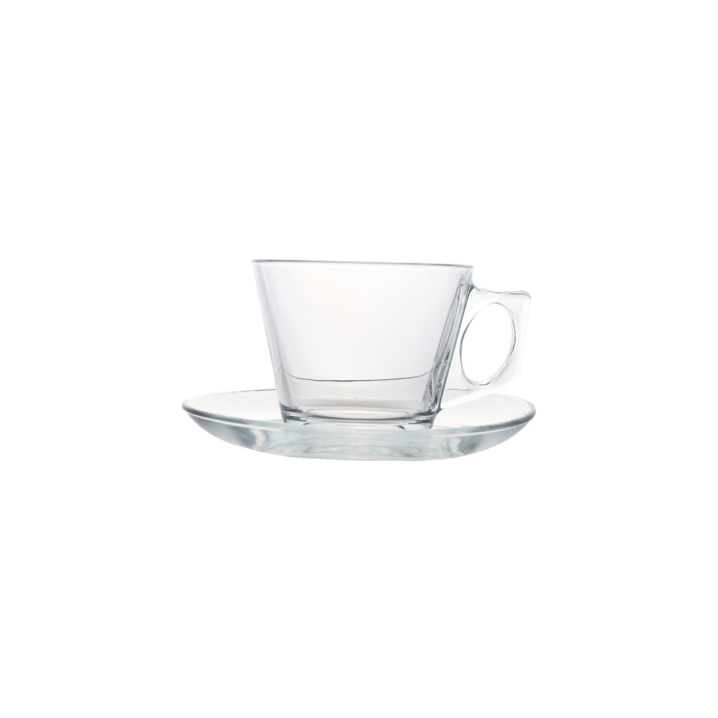 Glass teacup and saucer