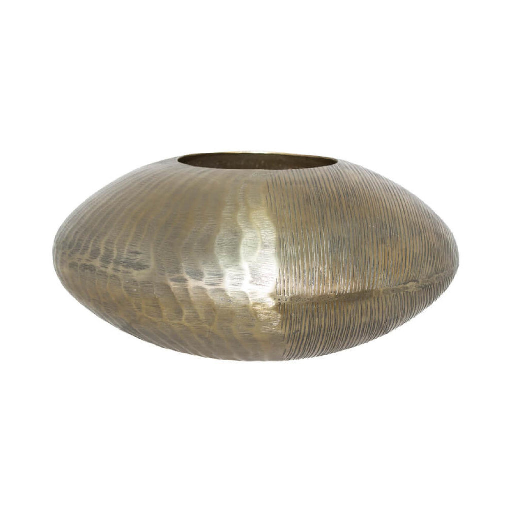 Gold textured metal shallow vase