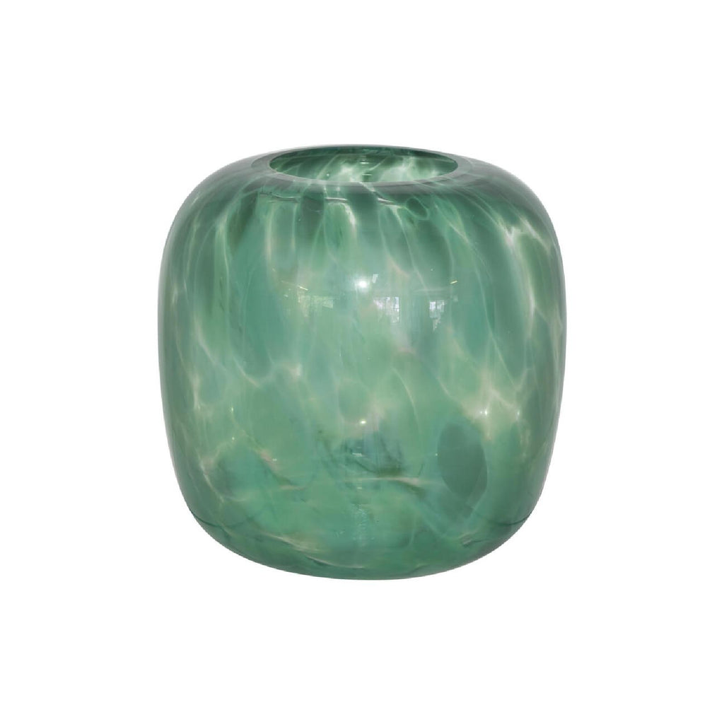 Green art glass vase