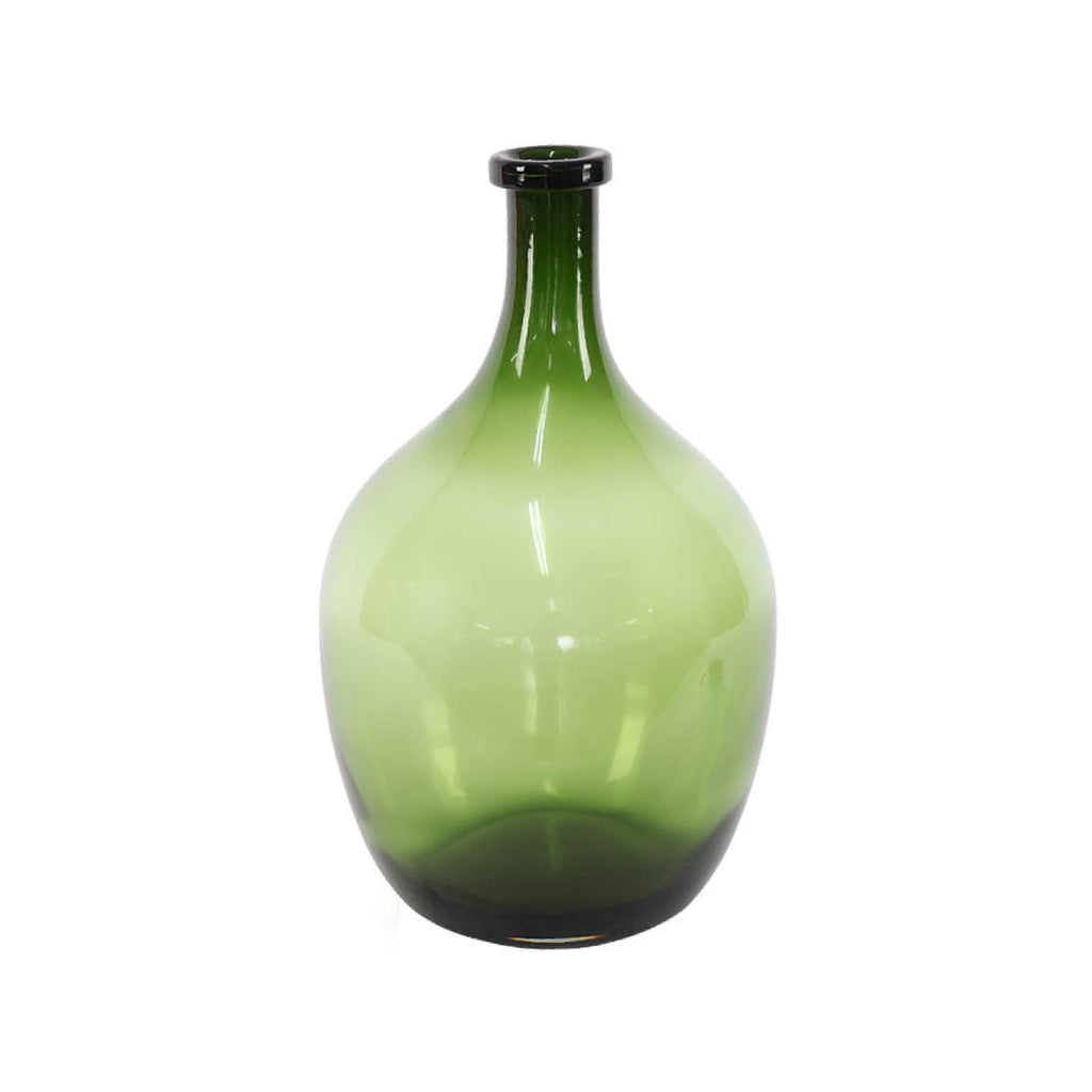 Green glass bottle vase