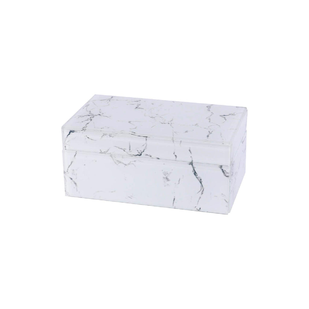 Marble-inspired glass accessory box