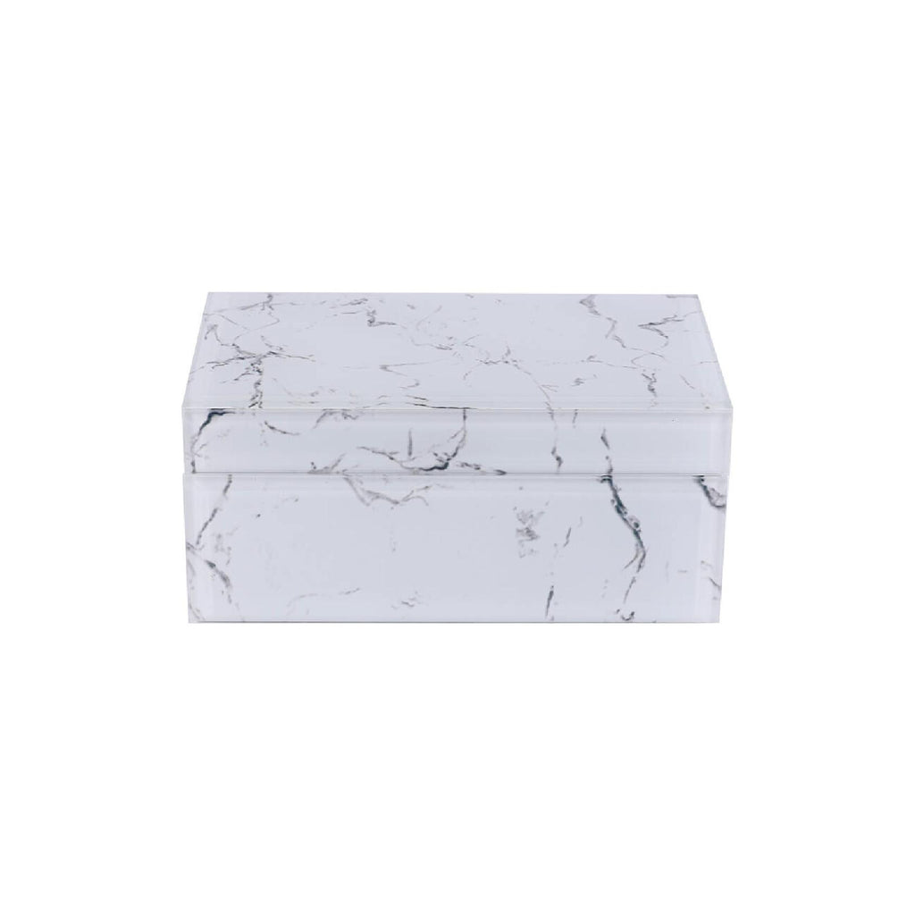 Marble-inspired glass accessory box