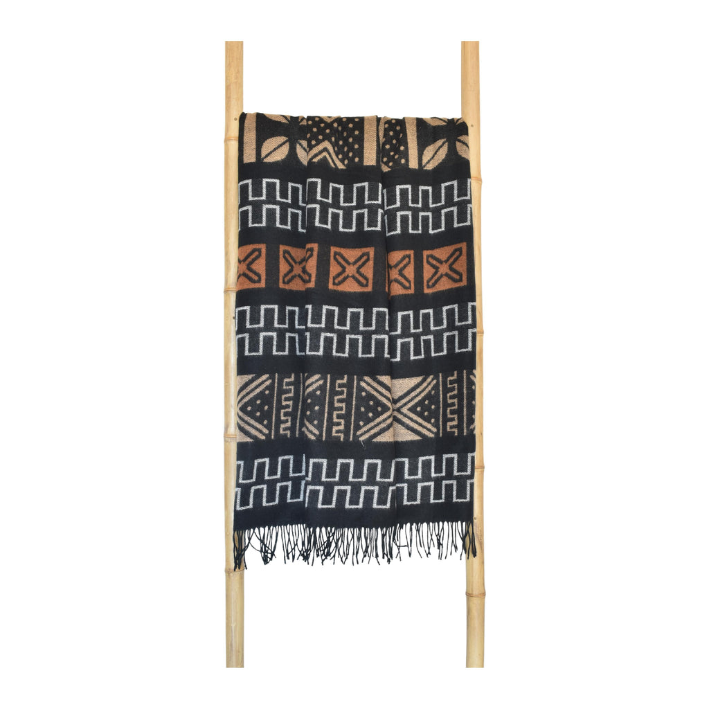 Mud cloth black and clay throw