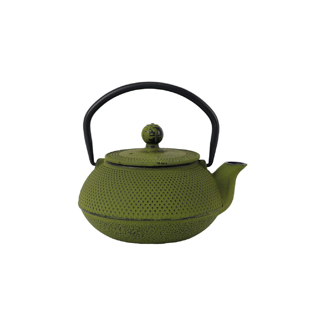 Pine green cast iron teapot