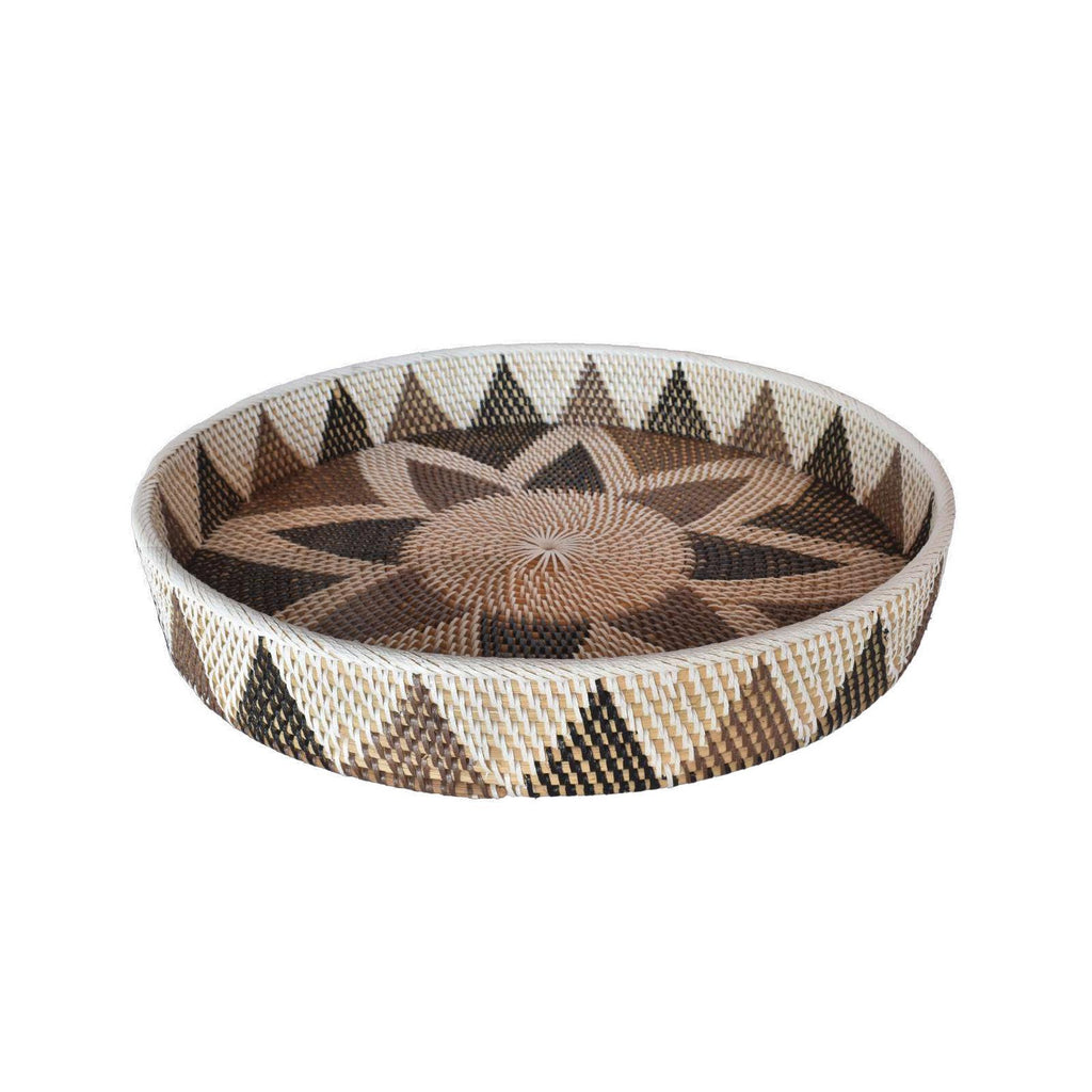 Patterned rattan decorative tray