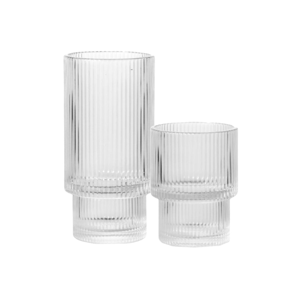 Ribbed glass drinkware