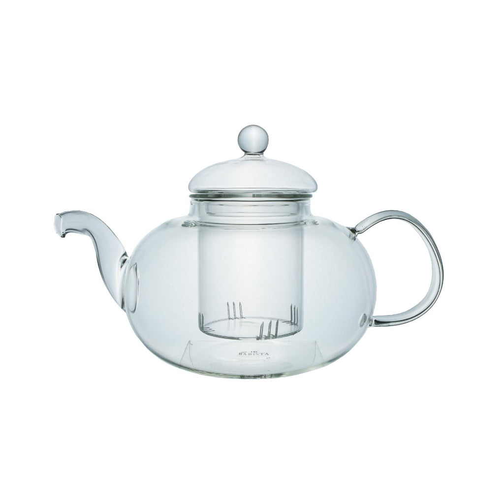 Round glass teapot with infuser