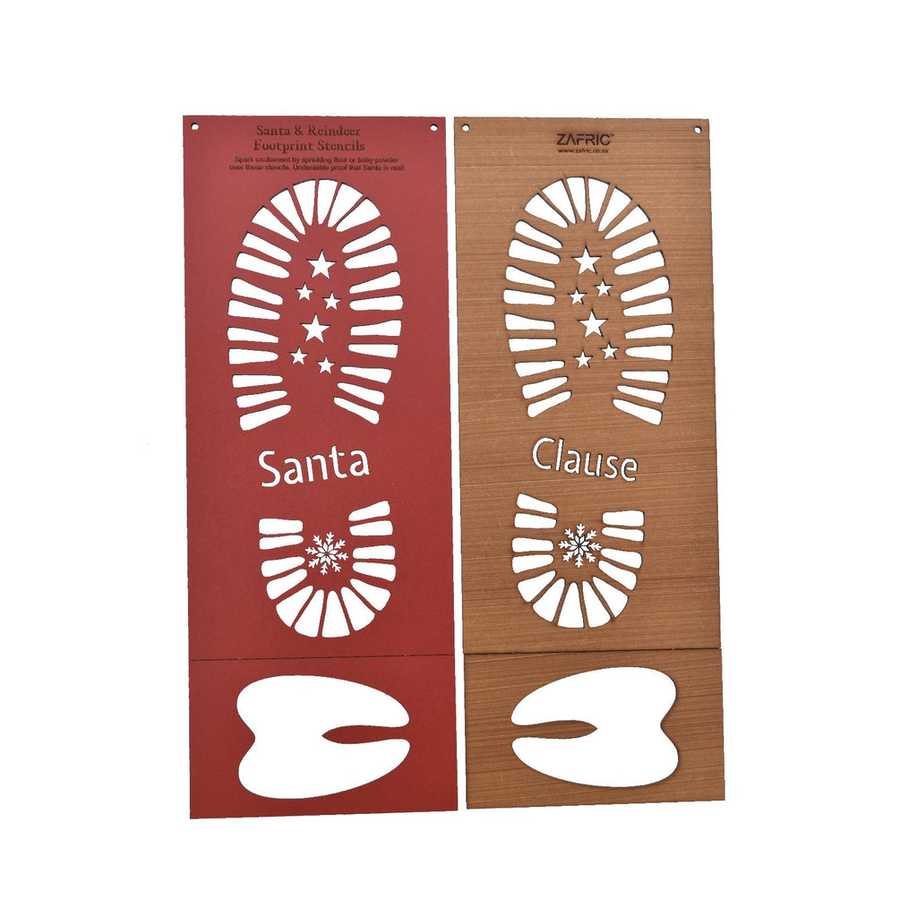 Santa and reindeer footprint stencil