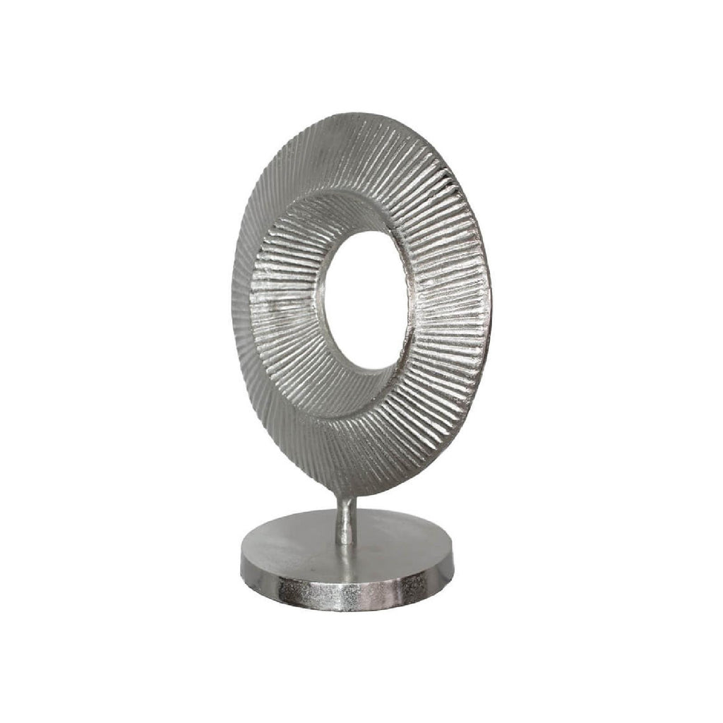 Silver circle sculpture