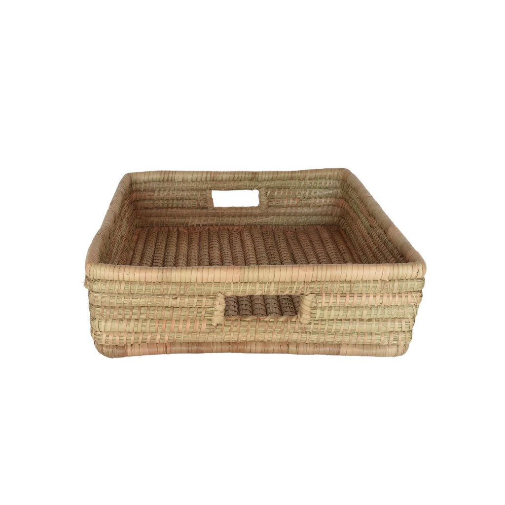 Square shallow woven basket