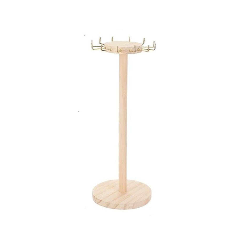 Tall round wooden jewellery stand