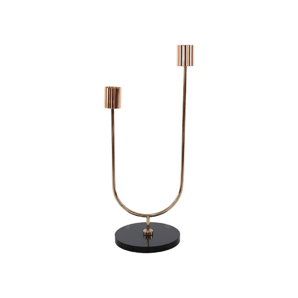 Two-arm gold candle holder