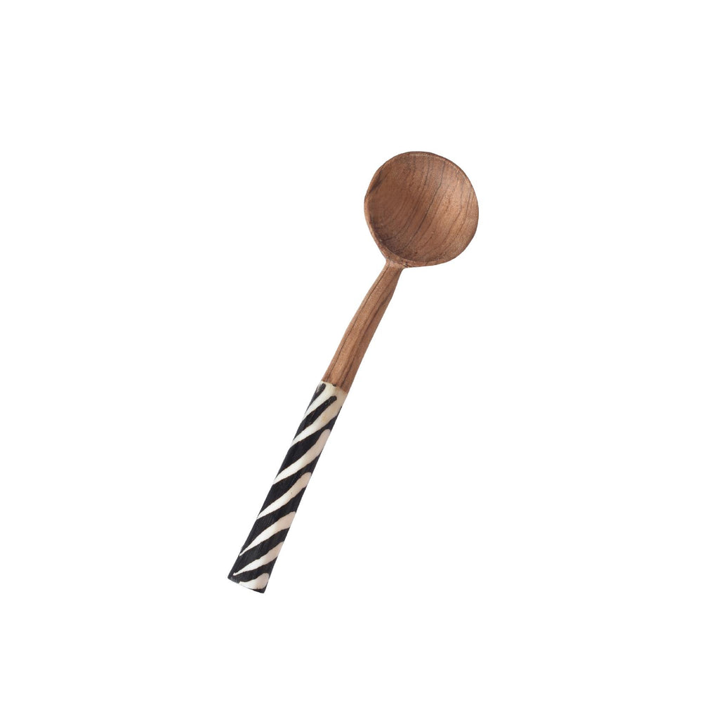 Wood sugar spoon with bone detail