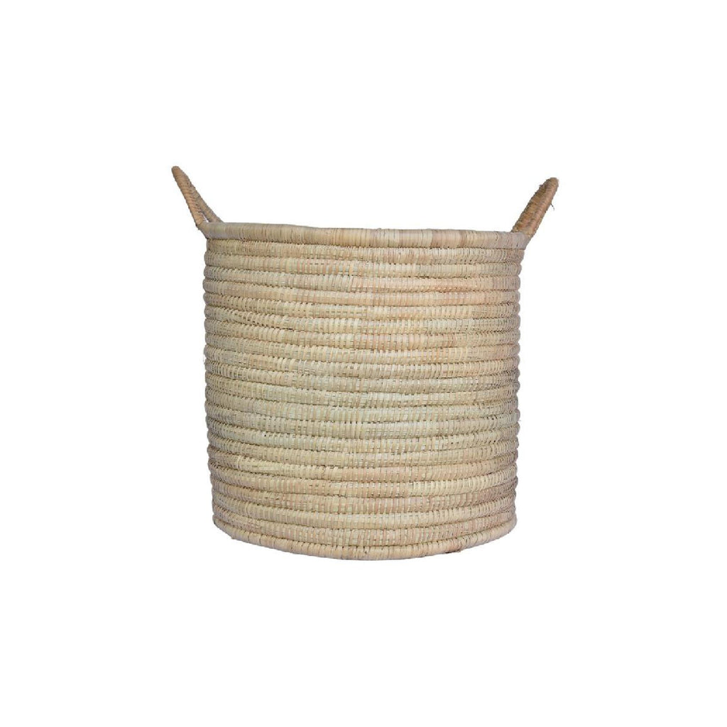 Woven storage basket with handles