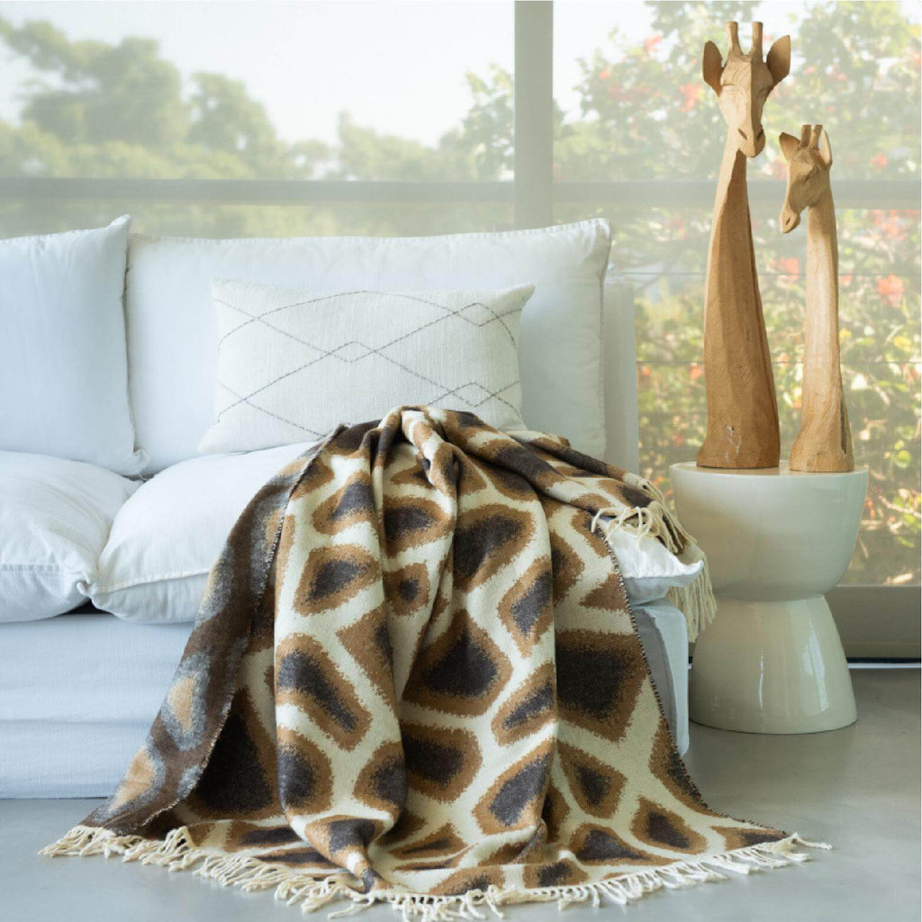 Giraffe skin inspired woven throw