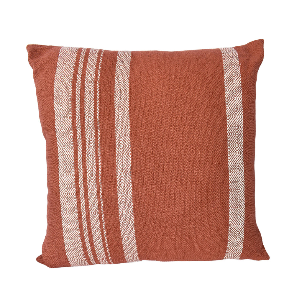 Cinnabar scatter cushion with white stripes and a cushion inner