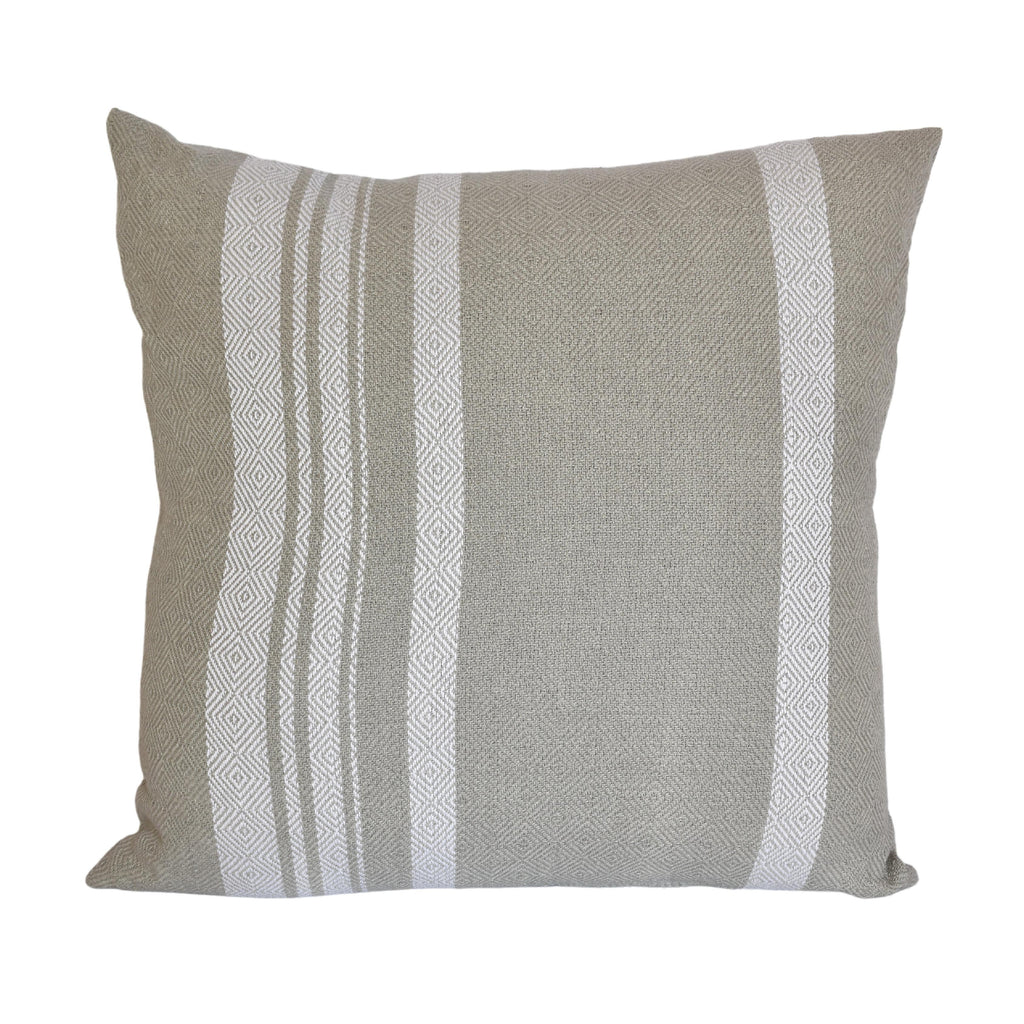 White dove scatter cushion with white stripes and a cushion inner